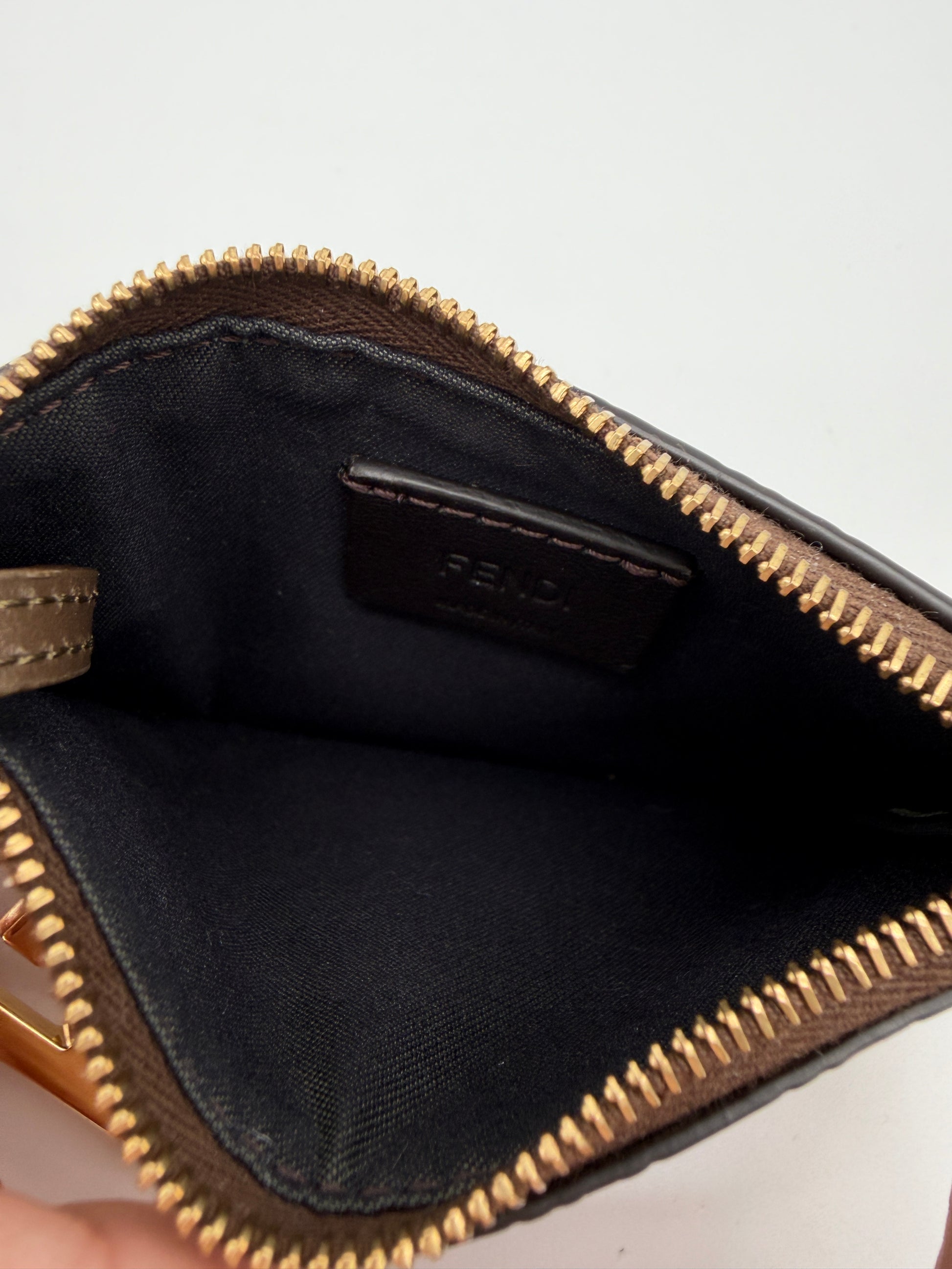 Fendi Embossed FF Zipped Cardholder with Key Ring