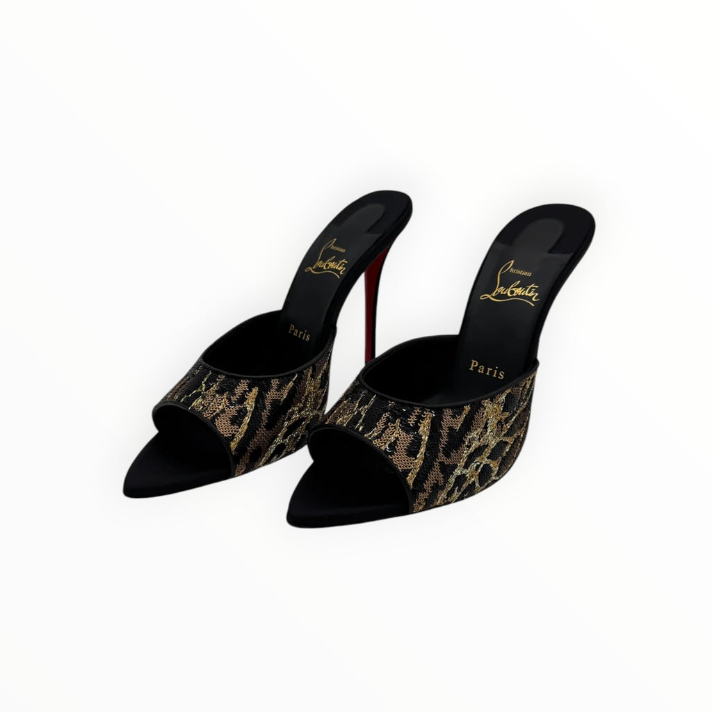Christian Louboutin Miss Z Ocelot 100mm Sequin Animal Mules