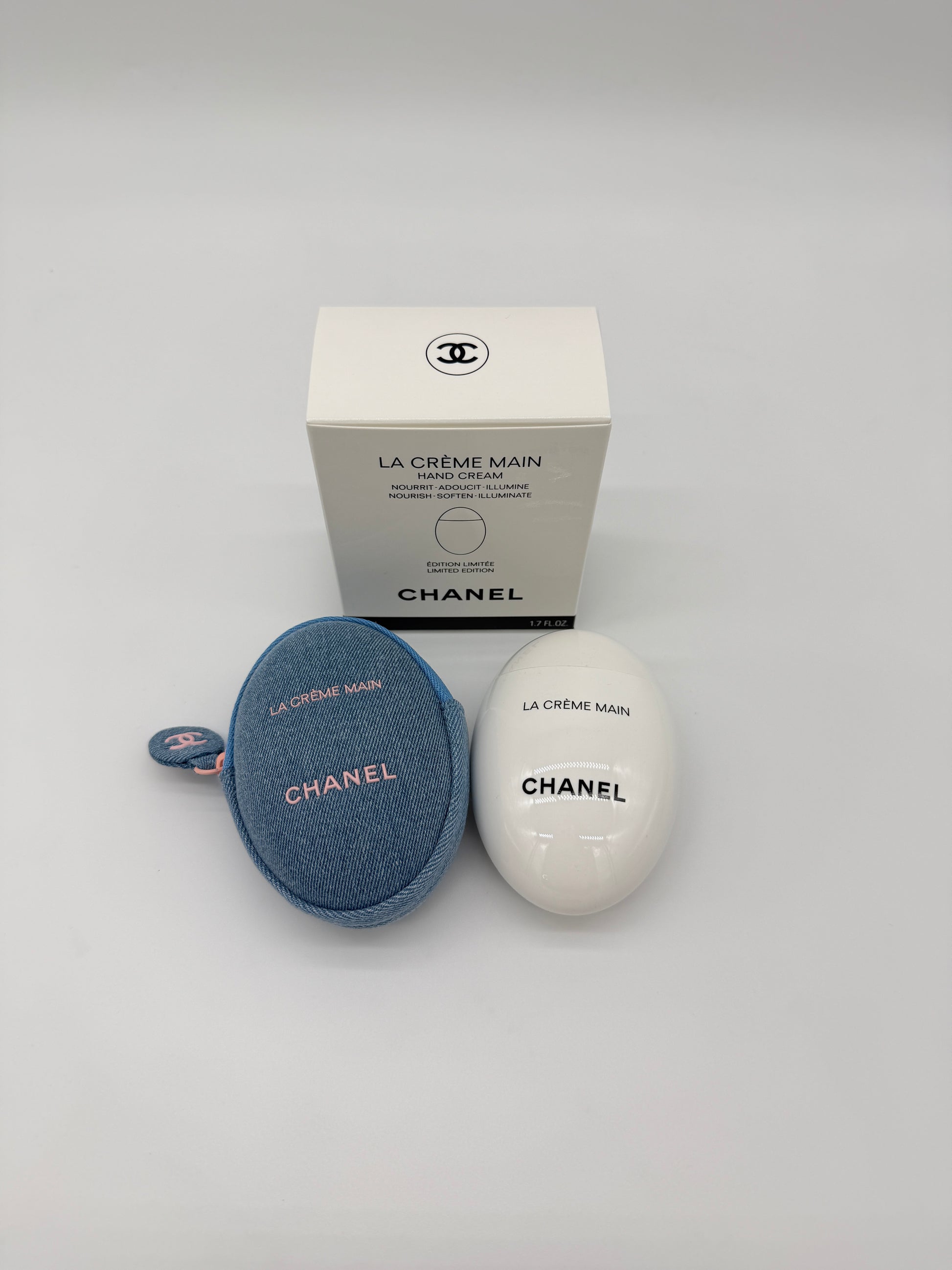 Chanel La Crème Main Hand Cream with Denim Pouch