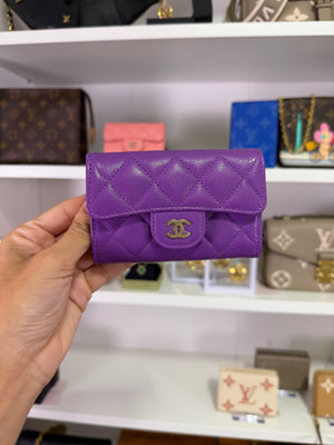 Chanel Caviar Purple Flap Card Holder