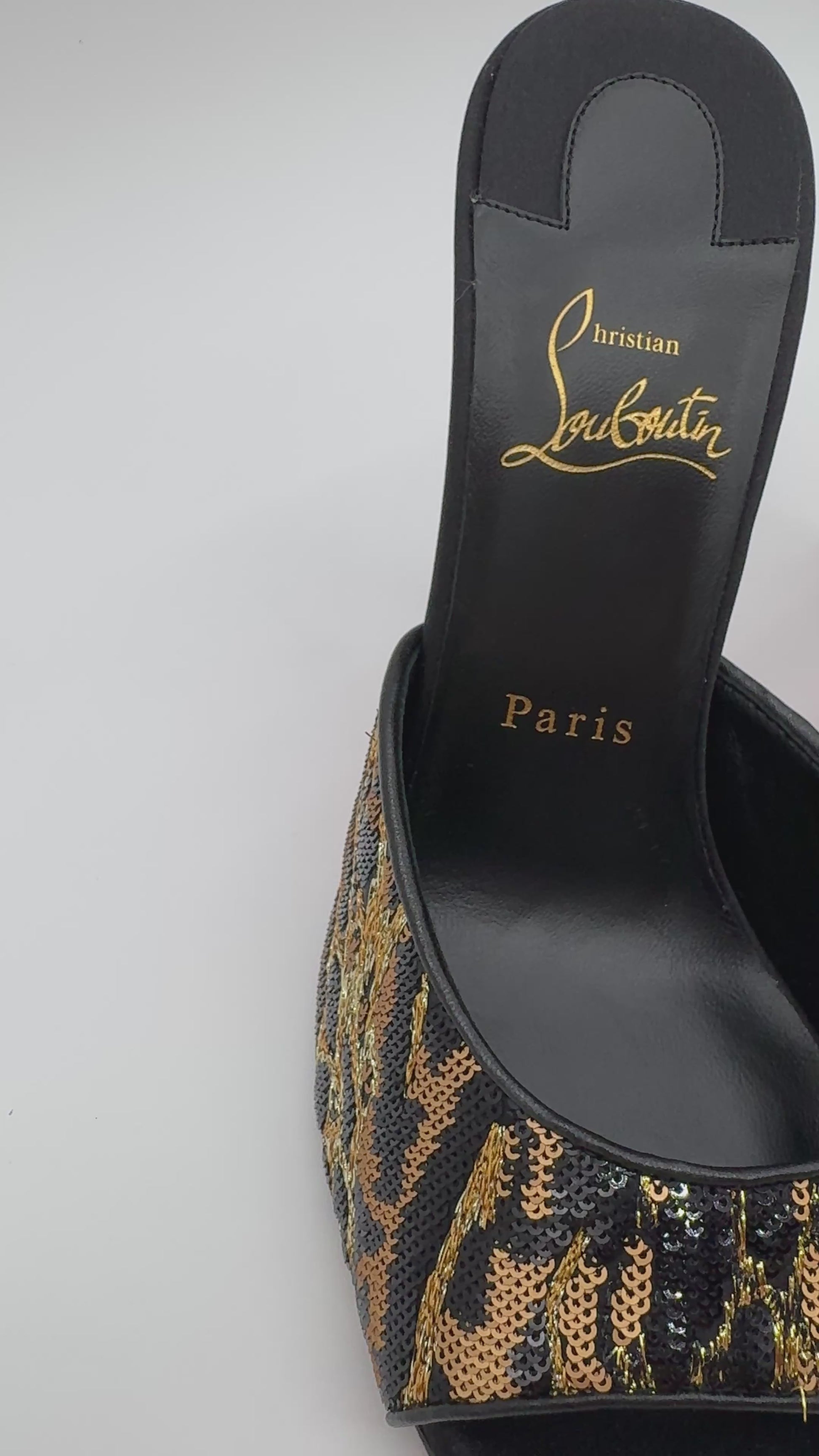 Christian Louboutin Miss Z Ocelot 100mm Sequin Animal Mules